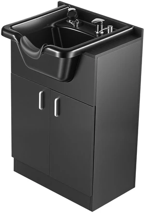 VEVOR Shampoo Bowl with Cabinet Fits 27-32 in Chair Backwash Sink Station, for Salon Barber Hairstylists & Home Use, Spa Salon Beauty Equipment with Faucet, Drain Hose, Showerhead, Hair Trap, Black VEVOR Shampoo Bowl with Cabinet Fits 27-32 in Chair Backwash Sink Station, for Salon Barber Hairstylists & Home Use, Spa Salon Beauty Equipment with Faucet, Drain Hose, Showerhead, Hair Trap, Black