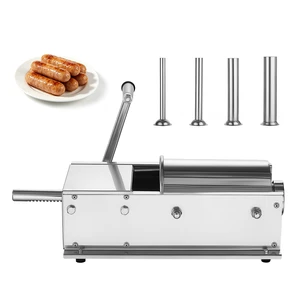 VEVOR Manual Sausage Stuffer 7 lbs/ 3L Horizontal Meat Maker Stainless Steel, for Home Camping Outdoor Grill BBQ, Dual-Speed Meat Stuffer, Professional Heavy Duty Sausage Filler Kit, 4 Filling Tubes VEVOR Manual Sausage Stuffer 7 lbs/ 3L Horizontal Meat Maker Stainless Steel, for Home Camping Outdoor Grill BBQ, Dual-Speed Meat Stuffer, Professional Heavy Duty Sausage Filler Kit, 4 Filling Tubes