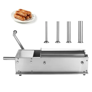 VEVOR Manual Sausage Stuffer 11 lbs/ 5L Horizontal Meat Maker Stainless Steel, for Home Camping Outdoor Grill BBQ, Dual-Speed Meat Stuffer, Professional Heavy Duty Sausage Filler Kit, 4 Filling Tubes VEVOR Manual Sausage Stuffer 11 lbs/ 5L Horizontal Meat Maker Stainless Steel, for Home Camping Outdoor Grill BBQ, Dual-Speed Meat Stuffer, Professional Heavy Duty Sausage Filler Kit, 4 Filling Tubes