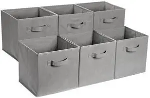 Collapsible Fabric Storage Cube Bins Organizer with Handles for Organizing, Sturdy, Gray, 13 x 13 x 13 inch, 6-Pack Collapsible Fabric Storage Cube Bins Organizer with Handles for Organizing, Sturdy, Gray, 13 x 13 x 13 inch, 6-Pack