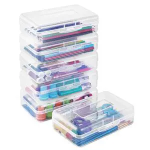 Plastic Pencil Case Box 6 Pack, Large Crayon Maker Pen Organizer Plastic Pencil Case Box 6 Pack, Large Crayon Maker Pen Organizer