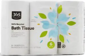 100% Recycled Bath Tissue, Ultra-Strong, 260 Sheets per Roll, 6 Count 100% Recycled Bath Tissue, Ultra-Strong, 260 Sheets per Roll, 6 Count