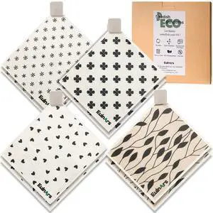 Reusable Paper Towels, 8-Pack Swedish Dishcloths for Kitchen with 3 Clips, Black White, Cotton, 200 Washes Reusable Paper Towels, 8-Pack Swedish Dishcloths for Kitchen with 3 Clips, Black White, Cotton, 200 Washes