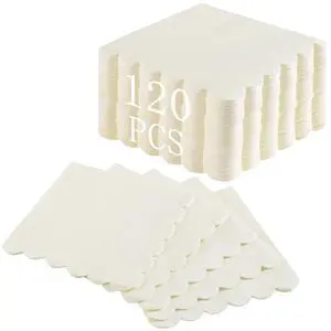 120 Pcs Cocktail Napkins Scalloped Ivory Paper Napkins Disposable Cream Dessert Beverage Party Napkin for Wedding, Bridal Baby Shower, Birthday 120 Pcs Cocktail Napkins Scalloped Ivory Paper Napkins Disposable Cream Dessert Beverage Party Napkin for Wedding, Bridal Baby Shower, Birthday