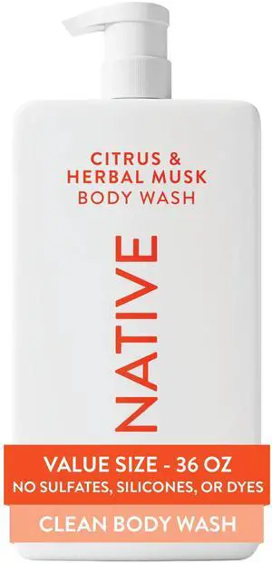 Body Wash for Women & Men, Citrus & Herbal Musk, 36 oz Pump Bottle, Sulfate-Free & Gentle Body Wash for Women & Men, Citrus & Herbal Musk, 36 oz Pump Bottle, Sulfate-Free & Gentle