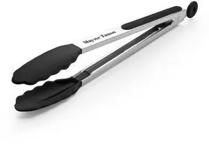 12-Inch Kitchen Tongs for Cooking with Silicone Tip,Black 12-Inch Kitchen Tongs for Cooking with Silicone Tip,Black