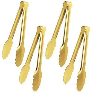 4 Pack Gold Serving Tongs Buffet Tongs Serving Utensils Salad Tongs Stainless Steel Gold Plated Buffet Serving Tongs,9 Inch 4 Pack Gold Serving Tongs Buffet Tongs Serving Utensils Salad Tongs Stainless Steel Gold Plated Buffet Serving Tongs,9 Inch