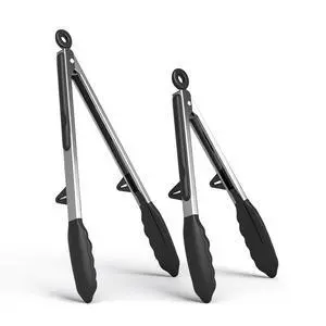 Kitchen Cooking Tongs Set, 9" & 12", Black, 2 Pack Kitchen Cooking Tongs Set, 9" & 12", Black, 2 Pack
