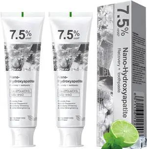 7.5% Hydroxyapatite Toothpaste, 7.5% Hydroxyapatite Toothpaste for Advanced Enamel Protection, Appropriate for Sensitive Teeth, Gentle and Effective Formula, Fresh Mint (2) 7.5% Hydroxyapatite Toothpaste, 7.5% Hydroxyapatite Toothpaste for Advanced Enamel Protection, Appropriate for Sensitive Teeth, Gentle and Effective Formula, Fresh Mint (2)