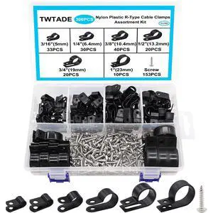 306PCS Black Cable Clamps Nylon Plastic R-Type 6 Sizes 3/16'' 1/4'' 3/8'' 1/2'' 3/4'' 1'' Cable Mounting Wire Clips Assortment Kit with Screws for Wire Management H-049 306PCS Black Cable Clamps Nylon Plastic R-Type 6 Sizes 3/16'' 1/4'' 3/8'' 1/2'' 3/4'' 1'' Cable Mounting Wire Clips Assortment Kit with Screws for Wire Management H-049
