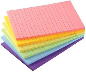 Sticky Notes with Lines 4x6 in, 6 Pastel Color, 45 Sheets/Pad | Lined Sticky Notes Sticky Notes with Lines 4x6 in, 6 Pastel Color, 45 Sheets/Pad | Lined Sticky Notes