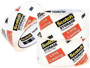 Long Lasting Storage Packaging Tape, 1.88 in x 38.2 yd, 3" Core | Clear, 3 Rolls, Designed for Storage and Packing, Stays Sealed in Weather Extremes, 3650S-3 Long Lasting Storage Packaging Tape, 1.88 in x 38.2 yd, 3" Core | Clear, 3 Rolls, Designed for Storage and Packing, Stays Sealed in Weather Extremes, 3650S-3