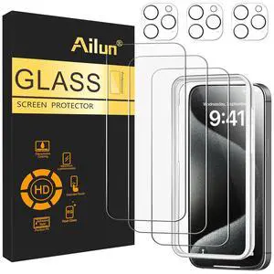 Screen Protector + Camera Lens Protector for iPhone 15 Pro Max | 3+3 Pack, 6.7 inch, Installation Frame, Case Friendly, Tempered Glass, Sensor Protection Screen Protector + Camera Lens Protector for iPhone 15 Pro Max | 3+3 Pack, 6.7 inch, Installation Frame, Case Friendly, Tempered Glass, Sensor Protection
