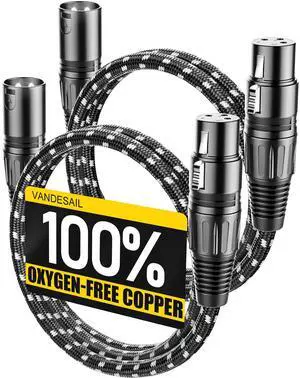 XLR Cables 3ft 2 Pack,Short Microphone Cable OFC Noise Reduction | XLR Male to Female Balanced Microphone Cord 3 pin,3 Foot Short mic Cord Oxygen-Free Copper Nylon Braided Black XLR Cables 3ft 2 Pack,Short Microphone Cable OFC Noise Reduction | XLR Male to Female Balanced Microphone Cord 3 pin,3 Foot Short mic Cord Oxygen-Free Copper Nylon Braided Black