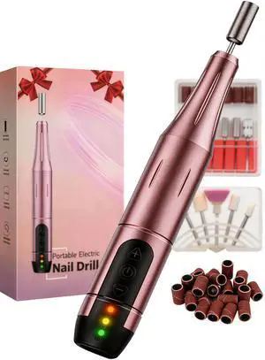 Cordless Nail Drill Electric File, 20000RPM Portable Nail Machine Kit for Acrylic Gel Nails, Low Vibration, Compatible with 3/32" Bits Cordless Nail Drill Electric File, 20000RPM Portable Nail Machine Kit for Acrylic Gel Nails, Low Vibration, Compatible with 3/32" Bits