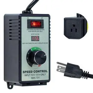 AC Motor Variable Speed Controller 120V 12A, LED Voltage Display Power Regulator for Ceiling Fans Blower Hydroponics Inline Duct Exhaust AC Motor Variable Speed Controller 120V 12A, LED Voltage Display Power Regulator for Ceiling Fans Blower Hydroponics Inline Duct Exhaust