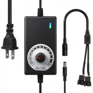 12V PC Fan Speed Controller, AC Plug with 2X 4-Pin Splitter Cable | 24W Power Adapter, Compatible 2/3/4-Pin, Case Cooling Project for PC Server Cabinet DVR TV Router Receiver Xbox Greenhouse 12V PC Fan Speed Controller, AC Plug with 2X 4-Pin Splitter Cable | 24W Power Adapter, Compatible 2/3/4-Pin, Case Cooling Project for PC Server Cabinet DVR TV Router Receiver Xbox Greenhouse