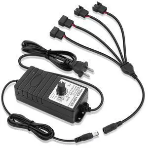 36W 4Pin 12V Computer Fan Controller 4-12V DC 3A to AC 110V-240V | CPU fan 4 Port Speed Controller with 3Pin 4Pin Fan Splitter, 110V-240V AC to 4-12V DC 3A Adapter Supports 3/4 Pin Fans 36W 4Pin 12V Computer Fan Controller 4-12V DC 3A to AC 110V-240V | CPU fan 4 Port Speed Controller with 3Pin 4Pin Fan Splitter, 110V-240V AC to 4-12V DC 3A Adapter Supports 3/4 Pin Fans