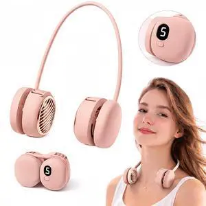 Portable Pink Neck Fan, Hands Free Wearable Personal Fan with 5 Speeds, Rechargeable Cooling Neck Fans, 360° Flexible Lightweight Small Fan for Girl, Travel, Home, Office, Outdoor Portable Pink Neck Fan, Hands Free Wearable Personal Fan with 5 Speeds, Rechargeable Cooling Neck Fans, 360° Flexible Lightweight Small Fan for Girl, Travel, Home, Office, Outdoor