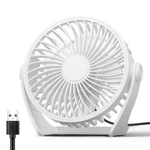 USB Desk Fan, 5 Inch Small Portable, 3 Speeds Powerful Wind Mini Personal Desktop Fan 360° Rotation Adjustable, Plug In USB Fan Quiet for Table Home Office Travel Car(White) USB Desk Fan, 5 Inch Small Portable, 3 Speeds Powerful Wind Mini Personal Desktop Fan 360° Rotation Adjustable, Plug In USB Fan Quiet for Table Home Office Travel Car(White)