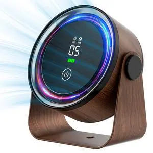 Small Desk Fan 5000mAh Rechargeable Battery Retro Low Noise Portable Table Fan with 5 Speeds, 360° Rotation, LED Night Light Perfect for Office Bedroom Kitchen Dorm Camping Wall Mountable-Walnut Small Desk Fan 5000mAh Rechargeable Battery Retro Low Noise Portable Table Fan with 5 Speeds, 360° Rotation, LED Night Light Perfect for Office Bedroom Kitchen Dorm Camping Wall Mountable-Walnut