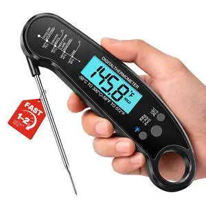 Instant Read Meat Thermometer Digital, 1-2 Sec, Cooking, Food, BBQ | Fast Response, Waterproof, Backlit Display for Grilling, Air Fryer, Smoker, Kitchen Gadgets, Gift for Dad Men, Black Instant Read Meat Thermometer Digital, 1-2 Sec, Cooking, Food, BBQ | Fast Response, Waterproof, Backlit Display for Grilling, Air Fryer, Smoker, Kitchen Gadgets, Gift for Dad Men, Black