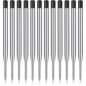 12 Pieces Pen Refills Black Ink 1.0mm Medium Point Metal Ballpoint Refill Smooth Writing Pen Refills Replacement Refills for Retractable Ballpoint Pen School Office Supplies (Black) 12 Pieces Pen Refills Black Ink 1.0mm Medium Point Metal Ballpoint Refill Smooth Writing Pen Refills Replacement Refills for Retractable Ballpoint Pen School Office Supplies (Black)