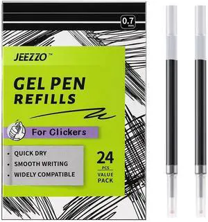 Gel Ink Refills for Retractable Click Pens, Medium Point Pen Refills | Pen Refills Compatible with Pilot G2 Pentel Energel Jetstream Sharpie S-Gel Uniball Signo Zebra Sarasa (black, 0.7mm, 24 pcs) Gel Ink Refills for Retractable Click Pens, Medium Point Pen Refills | Pen Refills Compatible with Pilot G2 Pentel Energel Jetstream Sharpie S-Gel Uniball Signo Zebra Sarasa (black, 0.7mm, 24 pcs)