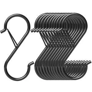 12 Pack Heavy Duty Metal 3.5" S Hooks with Safety Buckle for Hanging Kitchen Utensils/Plants/Pots & Pans/Clothes, Hats 12 Pack Heavy Duty Metal 3.5" S Hooks with Safety Buckle for Hanging Kitchen Utensils/Plants/Pots & Pans/Clothes, Hats