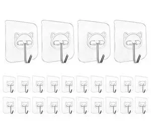 Heavy Duty Self Adhesive Hooks 24 Pack,33lb Max,304 Stainless Steel Wall Hooks Transparent,Waterproof Sticky Hangers for Keys,Bathroom, Shower, Outdoor, Kitchen,Door,Home Improvement,Utility Heavy Duty Self Adhesive Hooks 24 Pack,33lb Max,304 Stainless Steel Wall Hooks Transparent,Waterproof Sticky Hangers for Keys,Bathroom, Shower, Outdoor, Kitchen,Door,Home Improvement,Utility