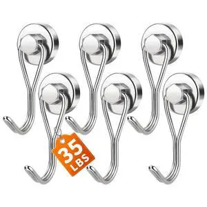 Magnet Hooks, 35LB+ Magnetic Hooks for Cruise Cabins, 6 Pack Silver | Strong Magnet Hooks for Hanging, Fridge, Office, Kitchen, Locker, Tool, Neodymium Metal Hooks for Cruise Ship Walls Magnet Hooks, 35LB+ Magnetic Hooks for Cruise Cabins, 6 Pack Silver | Strong Magnet Hooks for Hanging, Fridge, Office, Kitchen, Locker, Tool, Neodymium Metal Hooks for Cruise Ship Walls