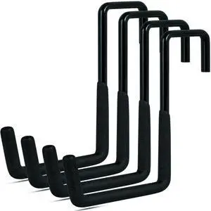 4 Pcs Rafter Hooks, Upgraded Fence Hangers, Heavy Duty Bike Hanger for Garage, Ladder Hook, Black Large S Hooks for Hanging Hose, Plants, Chairs, Bikes, Ladders, Cords and More 4 Pcs Rafter Hooks, Upgraded Fence Hangers, Heavy Duty Bike Hanger for Garage, Ladder Hook, Black Large S Hooks for Hanging Hose, Plants, Chairs, Bikes, Ladders, Cords and More