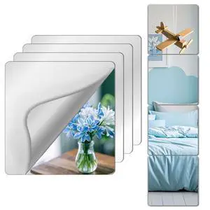 Unbreakable Mirror Tiles, 4PCS 10x10 Peel And Stick on Mirror for Wall Mirrors Decorative, Toddlers for Kids Bedroom, Plastic Gym Frameless Door Small Adhesive Mirrors for Classroom Decor Stickers Unbreakable Mirror Tiles, 4PCS 10x10 Peel And Stick on Mirror for Wall Mirrors Decorative, Toddlers for Kids Bedroom, Plastic Gym Frameless Door Small Adhesive Mirrors for Classroom Decor Stickers