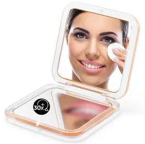Compact Mirror with 30X Magnification, 3.5 Small Mirror for Purse | Magnifying Makeup Mirror, Pocket Mirror for Women men, Purse Accessories, Square, Peach Fuzz Compact Mirror with 30X Magnification, 3.5 Small Mirror for Purse | Magnifying Makeup Mirror, Pocket Mirror for Women men, Purse Accessories, Square, Peach Fuzz