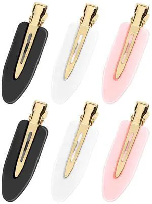 6 Pcs Creaseless Flat Hair Clips for Makeup and Daily Beauty Routine | No Crease Design, No Bend Styling, Gold Metal Handles, Hold Bangs for Women and Girls, During Skin Care and Getting Ready 6 Pcs Creaseless Flat Hair Clips for Makeup and Daily Beauty Routine | No Crease Design, No Bend Styling, Gold Metal Handles, Hold Bangs for Women and Girls, During Skin Care and Getting Ready
