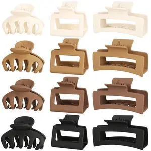 Small Medium Claw Clips for Women, 3 Styles Hair Clips for Thick Thin Hair | Hair Claws Non-slip Strong Hold, 12 Pcs, White, Khaki, Brown, Black Small Medium Claw Clips for Women, 3 Styles Hair Clips for Thick Thin Hair | Hair Claws Non-slip Strong Hold, 12 Pcs, White, Khaki, Brown, Black