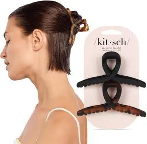 Large Loop Hair Clips for Women - Tortoise & Black, 2 Pcs | Fashionable Hair Claw Clips Matte Plastic, Easy-Grip Perfect for Everyday Use & Special Occasions Large Loop Hair Clips for Women - Tortoise & Black, 2 Pcs | Fashionable Hair Claw Clips Matte Plastic, Easy-Grip Perfect for Everyday Use & Special Occasions