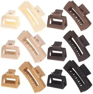 12 Pack Square Claw Clips, Big and Small Neutral Rectangle Hair Claw Clips, Non-slip Matte Large Hair Clips for Women,Strong Hold jaw clip for Thick Thin Hair (Neutral) 12 Pack Square Claw Clips, Big and Small Neutral Rectangle Hair Claw Clips, Non-slip Matte Large Hair Clips for Women,Strong Hold jaw clip for Thick Thin Hair (Neutral)
