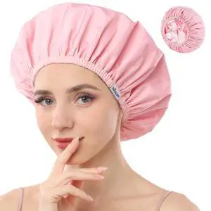 Shower Caps for Women Reusable Waterproof Double Layer Hair Cap | Both Sides Usable, Reversible Pattern & Solid Color Design, Soft Elastic Keeps Hair Dry for shower Spa Travel Shower Caps for Women Reusable Waterproof Double Layer Hair Cap | Both Sides Usable, Reversible Pattern & Solid Color Design, Soft Elastic Keeps Hair Dry for shower Spa Travel