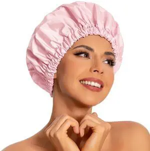 Shower Caps for Women Reusable Waterproof, Shower Hair Cap | Washable Bonnet, Wide Elastic Band, Large Fit, Holds Long Hair, Braids Friendly, Bath Accessories, Spa, Travel Shower Caps for Women Reusable Waterproof, Shower Hair Cap | Washable Bonnet, Wide Elastic Band, Large Fit, Holds Long Hair, Braids Friendly, Bath Accessories, Spa, Travel