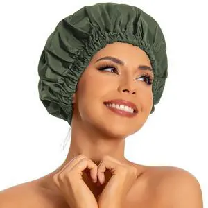 Shower Caps for Women Reusable Waterproof, Shower Hair Cap | Washable Bonnet, Wide Elastic Band, Large Fit, Holds Long Hair, Braids Friendly, Bath Accessories, Spa, Travel Shower Caps for Women Reusable Waterproof, Shower Hair Cap | Washable Bonnet, Wide Elastic Band, Large Fit, Holds Long Hair, Braids Friendly, Bath Accessories, Spa, Travel