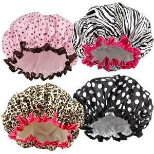 4 Pcs Shower Cap for Women Double Waterproof Layers Reusable Elastic | Elastic, Reusable, Environmental Protection, Double Waterproof Layers 4 Pcs Shower Cap for Women Double Waterproof Layers Reusable Elastic | Elastic, Reusable, Environmental Protection, Double Waterproof Layers
