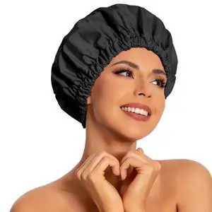 Shower Caps for Women Reusable Waterproof, Shower Hair Cap | Washable Bonnet, Wide Elastic Band, Large Fit, Holds Long Hair, Braids Friendly, Bath Accessories, Spa, Travel Shower Caps for Women Reusable Waterproof, Shower Hair Cap | Washable Bonnet, Wide Elastic Band, Large Fit, Holds Long Hair, Braids Friendly, Bath Accessories, Spa, Travel