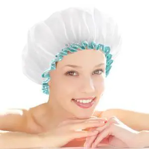 Large Shower Cap for Women Long Hair,White,12 inch | Hair Cup for Shower with Adjustable Band,Reusable, Waterproof, Washable, Cute and Soft Large Shower Cap for Women Long Hair,White,12 inch | Hair Cup for Shower with Adjustable Band,Reusable, Waterproof, Washable, Cute and Soft