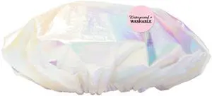Just a Shower Cap - Washable & Waterproof Hair Cap - Iridescent Hair Accessories Suitable for All Textures and Lengths - Reusable Shower Caps to Preserve Styles Longer - Comfortable Elastic Band Just a Shower Cap - Washable & Waterproof Hair Cap - Iridescent Hair Accessories Suitable for All Textures and Lengths - Reusable Shower Caps to Preserve Styles Longer - Comfortable Elastic Band