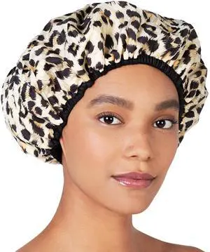 Socialite Reusable Shower Cap, Safari Spots, Terry Lined | Reversible Oversized Waterproof Nylon Bath Cap for All Hair Lengths, Elastic Stretch Hem Hair Hat Socialite Reusable Shower Cap, Safari Spots, Terry Lined | Reversible Oversized Waterproof Nylon Bath Cap for All Hair Lengths, Elastic Stretch Hem Hair Hat