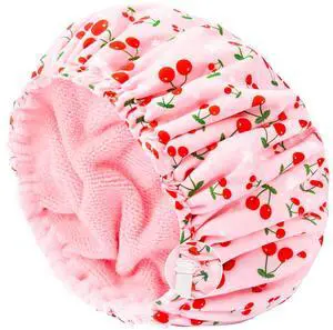 Shower Cap for Women Terry Lined Bath Cap Large Reusable Waterproof Elastic Band Pink Shower Caps for Long Thick Hair Soft Bath Shower Hair Caps Shower Cap for Women Terry Lined Bath Cap Large Reusable Waterproof Elastic Band Pink Shower Caps for Long Thick Hair Soft Bath Shower Hair Caps