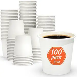 100 Count 4 oz Coffee Cups | Leak-Free Food Safe Paper Cups 4 oz, Disposable 4oz White Paper Cups for Cold and Hot Drinks 100 Count 4 oz Coffee Cups | Leak-Free Food Safe Paper Cups 4 oz, Disposable 4oz White Paper Cups for Cold and Hot Drinks