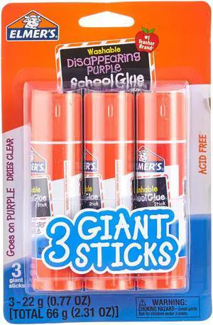 Disappearing Purple School Glue, Washable, 30 Pack, 0.24-Ounce Sticks - New | Goes on colored and dries clear so kids can see every stroke Disappearing Purple School Glue, Washable, 30 Pack, 0.24-Ounce Sticks - New | Goes on colored and dries clear so kids can see every stroke