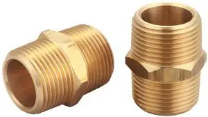 3/4 Inch NPT Male Brass Hex Nipple Pipe Fitting Adapter | (Thread outer diameter 26.67 mm), Straight Connector, 2 Piece 3/4 Inch NPT Male Brass Hex Nipple Pipe Fitting Adapter | (Thread outer diameter 26.67 mm), Straight Connector, 2 Piece